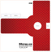 Red and black polka dot door handle push plate design with labeled parts on a white background.