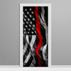 B&W Red Line U.S.A. Flag Custom Printed Door Wrap