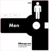 Men's restroom door handle wrap design with black and white color scheme.