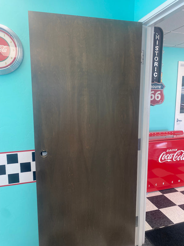 Before wrapping Old Screen vinyl door wrap - open door