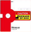 Red vinyl wrap cutout with 'Caution: Beware of Dog' sign on a white background