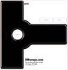 Black die-cut template with labeled parts on a white background, featuring RMwraps.com branding.