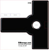 Black die-cut template with punch-out area and 'RMwraps.com' branding on a white background
