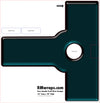 Design template for a door handle push plate with 'RMwraps.com' branding.