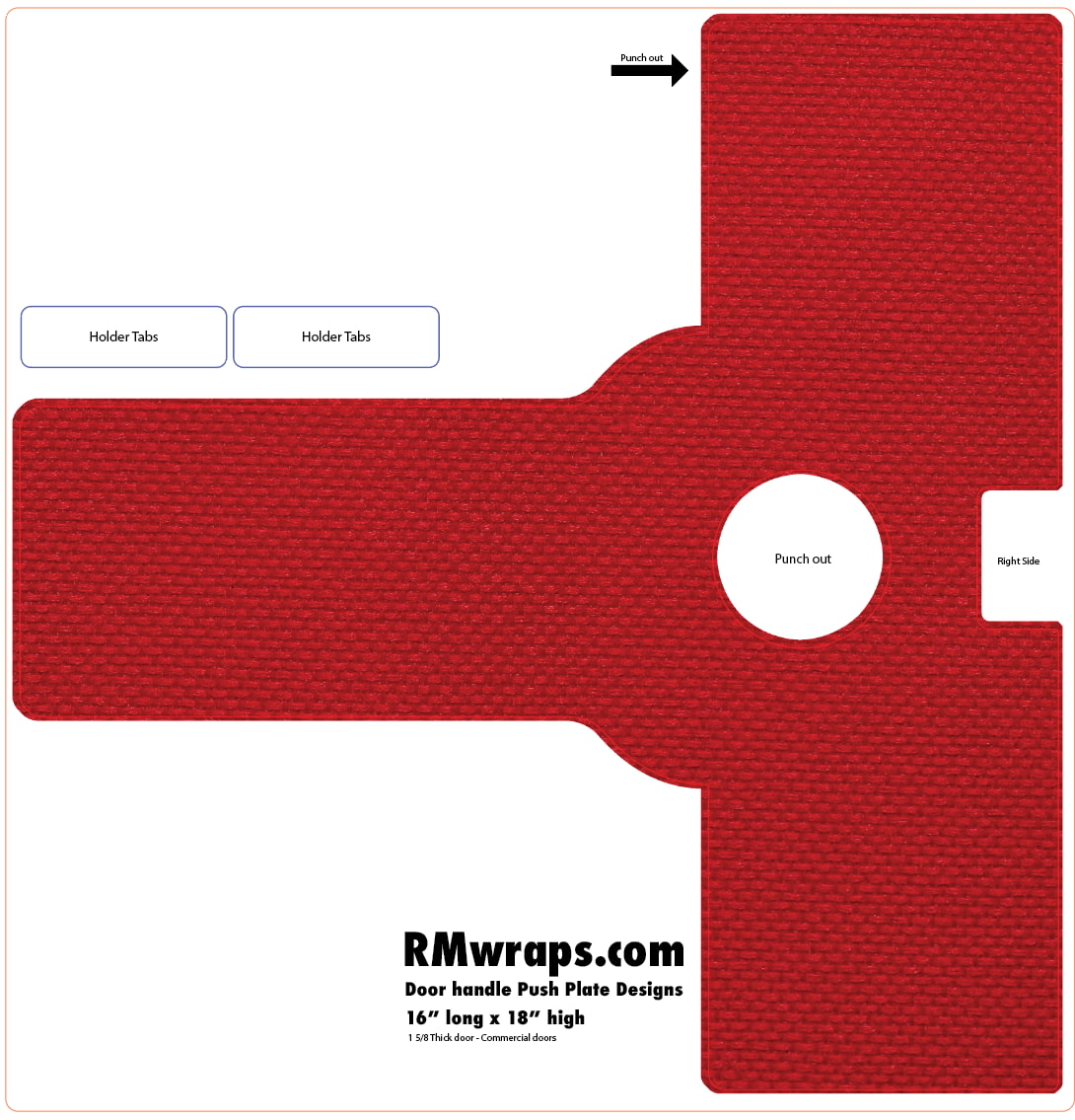 Red vinyl wrap cut sheet with text and branding on a white background