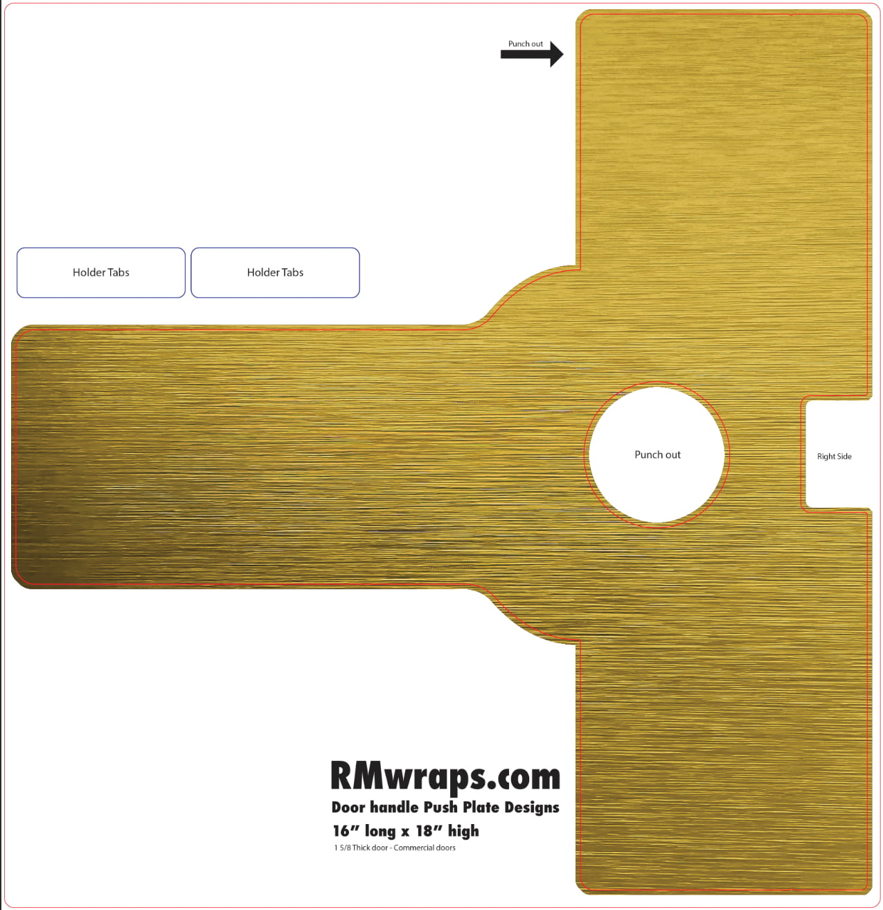 Wooden door handle pad template with cutout for RMwraps.com