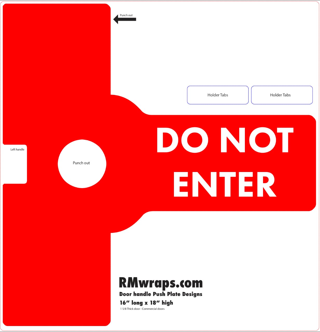 Red 'DO NOT ENTER' sign with white text on a white background, featuring RMwraps.com branding.