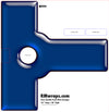 Blue door handle push plate design with text and branding on a white background
