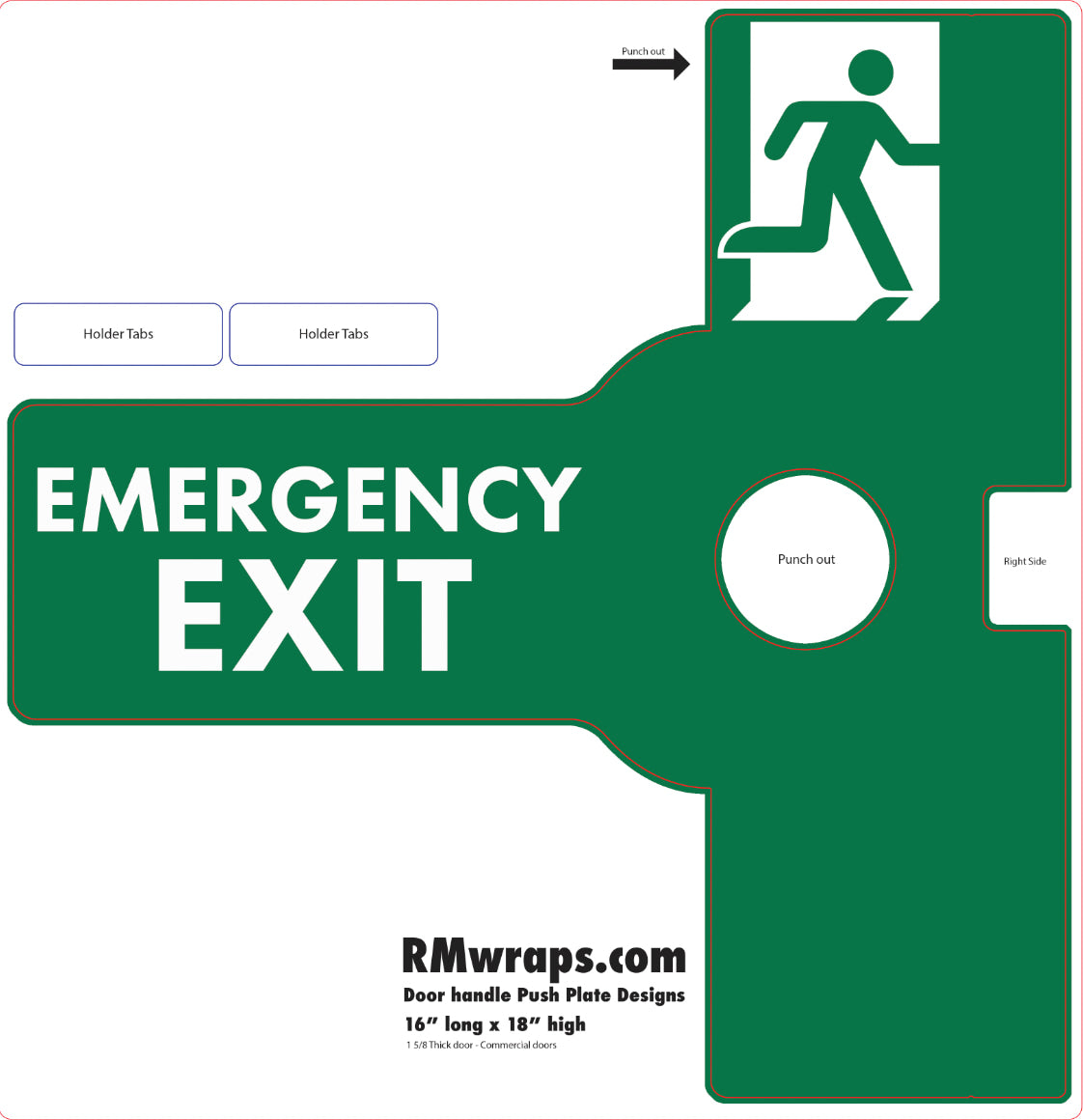 Emergency exit sign with running person symbol on a green background