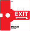 Red exit sign with white text on a white background, featuring 'RMwraps.com' branding.