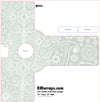Design template for a door handle push plate with paisley pattern, labeled RMwraps.com.