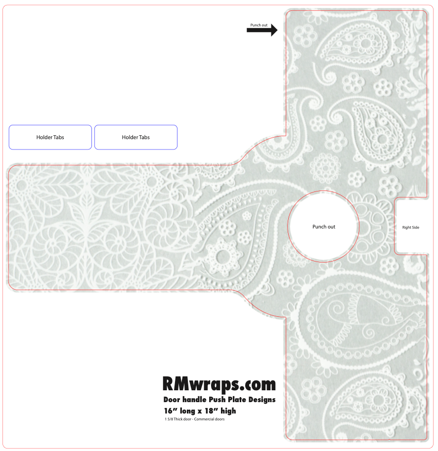 Patterned decal design with 'RMwraps.com' branding on a white background