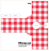 Red and white checkered door handle wrap design with cutout instructions on a white background.