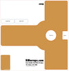 Brown door handle push plate design with labeled parts and RMwraps.com branding.