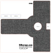 Design template for a door handle push plate with labeled parts and dimensions, featuring RMwraps.com branding.