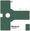 Design template for a door handle push plate with labeled parts on a white background, sourced from RMwraps.com.