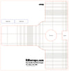 Design template for a door handle push plate with grid lines and cut-out areas, sourced from RMwraps.com.