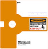 Orange door handle pack plate with warning label and RMwraps.com branding