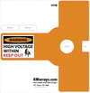 Orange packaging with a warning label for high voltage, featuring RMwraps.com branding.