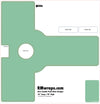 Design template for a door handle push plate with labeled parts and dimensions, sourced from RMwraps.com.