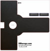 Black leather door handle wrap template with cutout instructions on a white background