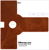Brown leather door handle push plate design with 'RMwraps.com' branding on a white background