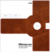 Brown leather door handle push plate design with cut-out area on a white background, featuring RMwraps.com branding.