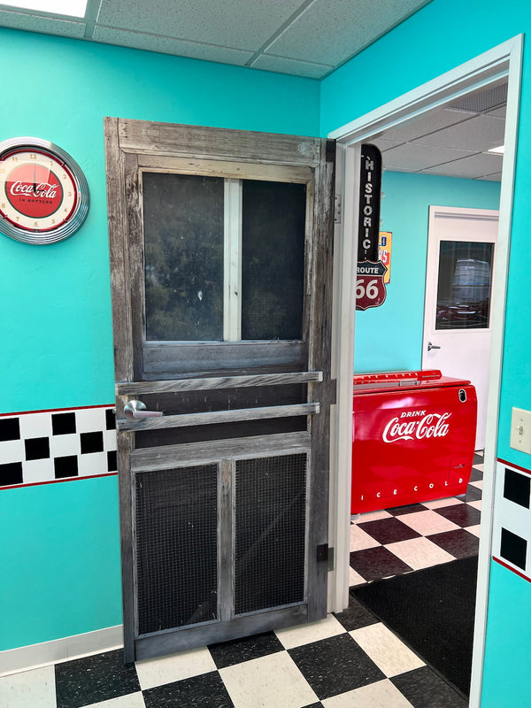 Old Screen vinyl door wrap - open door