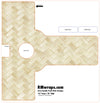 Design template for a door handle push plate with herringbone pattern and RMwraps.com branding.