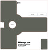 Template for door handle push plate with labeled parts and RMwraps.com branding.