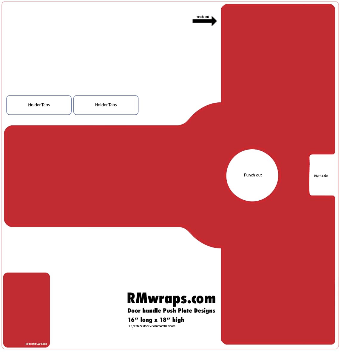 Real Red SW 6868 Push Plate Sticker