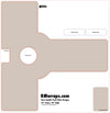 Design template for a door handle push plate with labeled parts and dimensions, sourced from RMwraps.com.