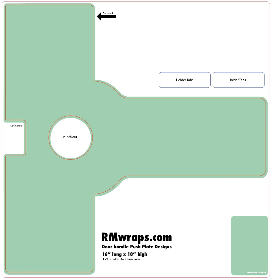Retro Mint SW 9036 Push Plate Sticker