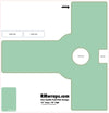 Design template for a door handle push plate with labeled parts and dimensions, featuring RMwraps.com branding.