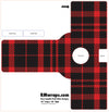 Red and black plaid door handle push plate design with RMwraps.com branding.