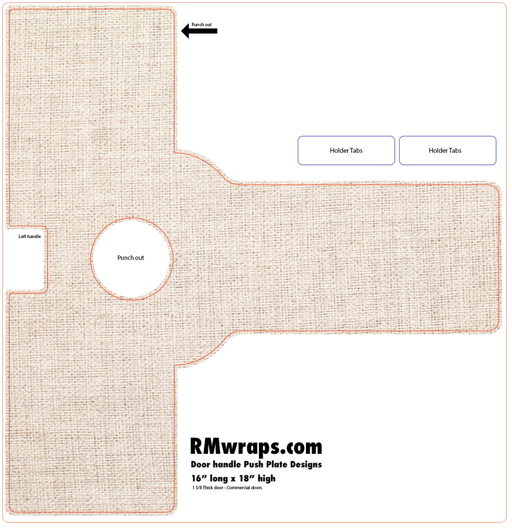 White Fabric Push Plate Sticker