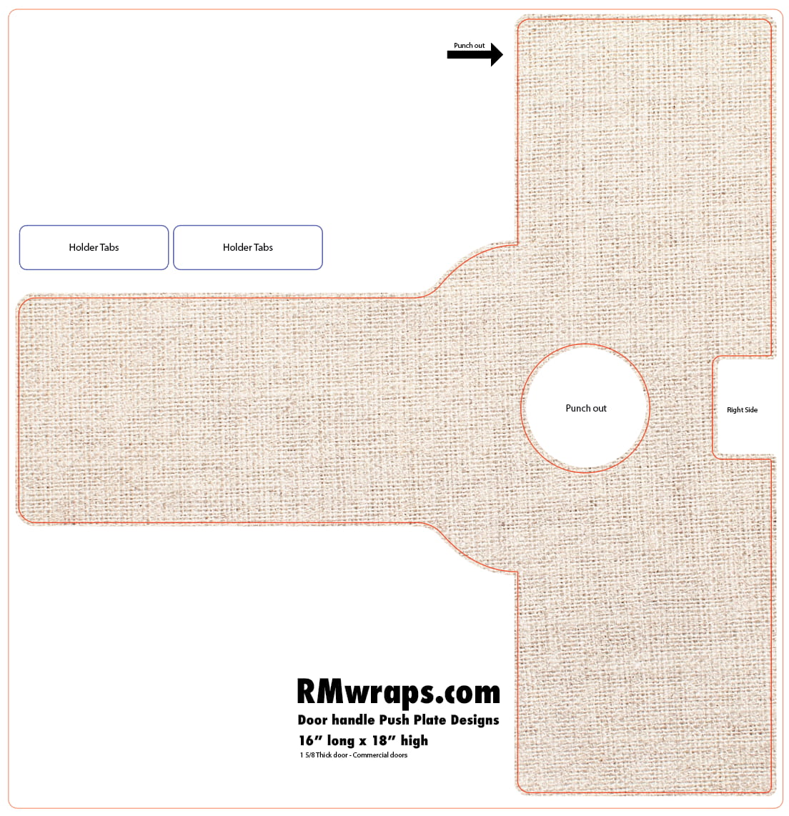 White Fabric Push Plate Sticker
