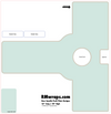 Design template for a door handle push plate with labeled sections and RMwraps.com branding.