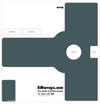 Design template for a door handle push plate with labeled parts and dimensions, sourced from RMwraps.com.