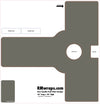 Design template for a door handle push plate with labeled parts and dimensions, featuring RMwraps.com branding.