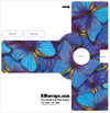 Decorative push plate with blue butterfly design and RMwraps.com branding.