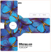 Blue butterfly patterned decal with RMwraps.com branding on a white background