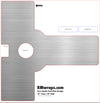 Design template for a door handle push plate with labeled parts and dimensions, sourced from RMwraps.com.