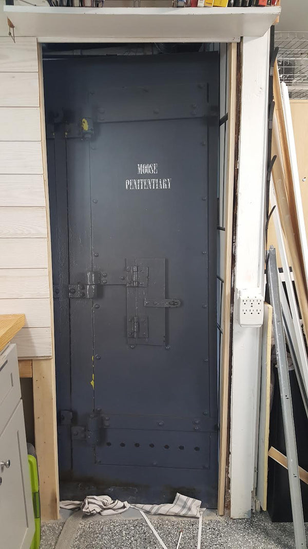 Grey Prison Door with Closed Window Door Wrap