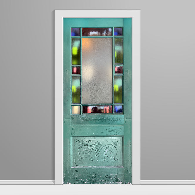 13 Stain glass Green Vinyl Door wrap Blank