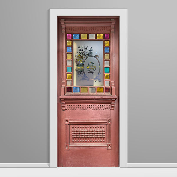 26 Stain Glass Red Door Wrap Frosted Window