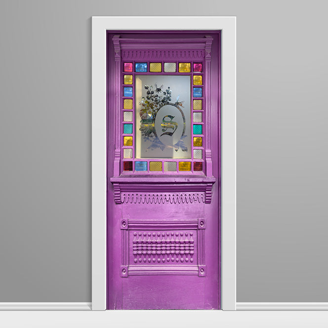 26 Stain glass Door wrap Magenta Frosted Windows