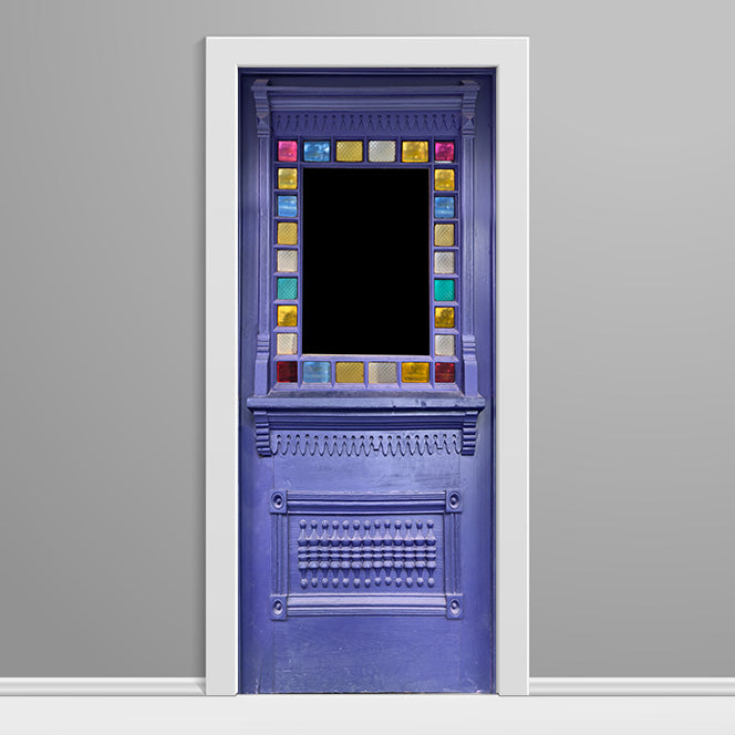 26 Stain glass door wrap Moody Blue Blank