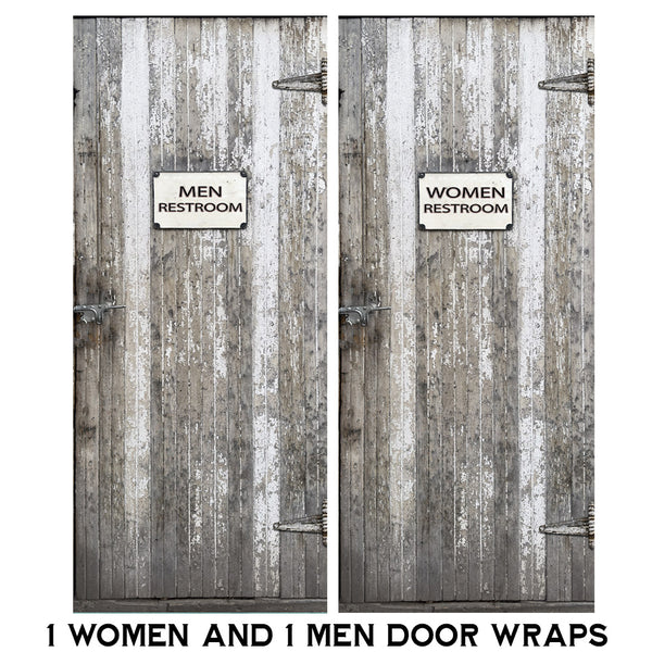 Men and Women Restroom Door wraps - White Cracked Paint