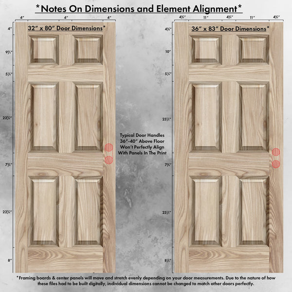 Wooden doors with dimensions labeled on a gray background